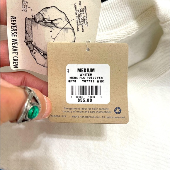 NWT Unisex Size Medium Champion Reserve Weave Chenille Logo Print Sweater White - Picture 11 of 13